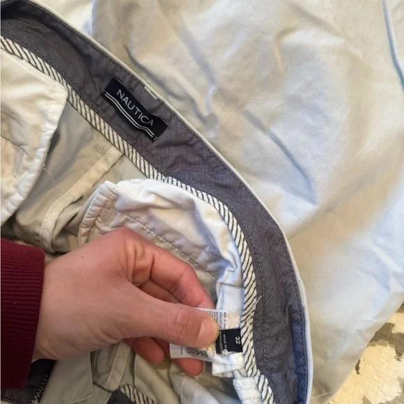 Nautica Men's Light Gray Flat Front Shorts - Picture 2 of 3